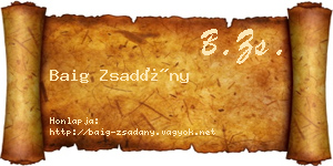Baig Zsadány névjegykártya